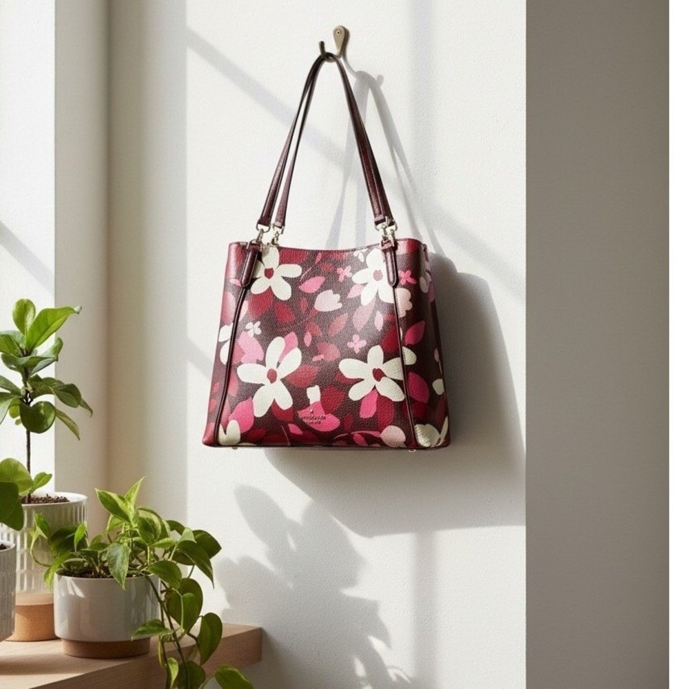 Kate Spade Jackson Forest Floral Medium Triple Compartment Shoulder Bag WKRU7105